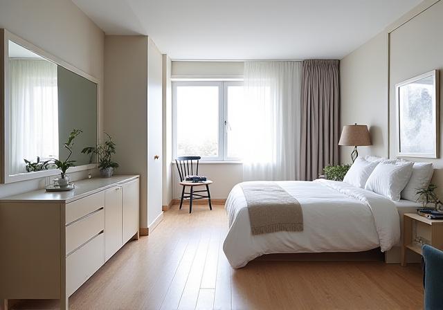 Bright open studio apartment after